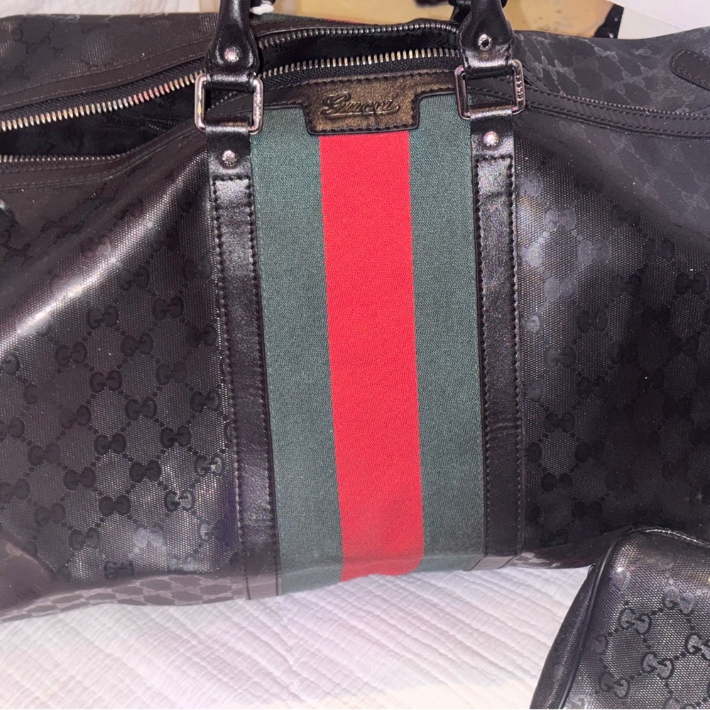 Gucci Black and Red Duffel Bag